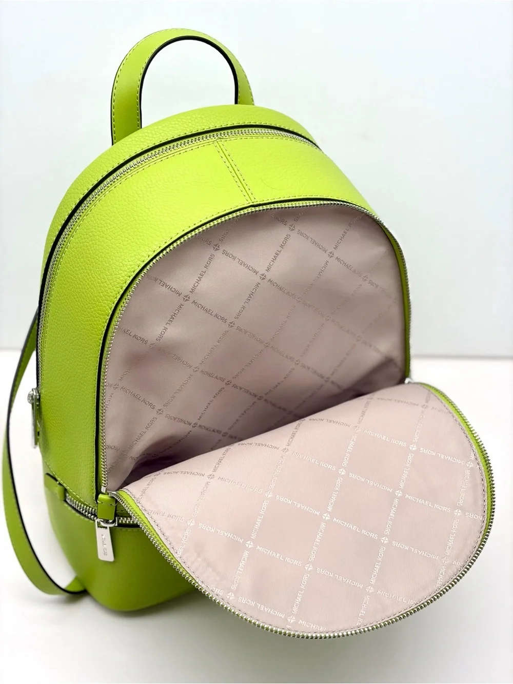 Michael Kors Bright Lime Leather Medium Backpack